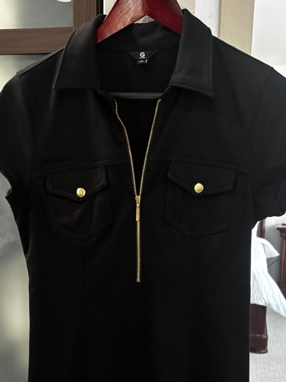 G by Guess Polo Collar Dress - Black M - Picture 4 of 6
